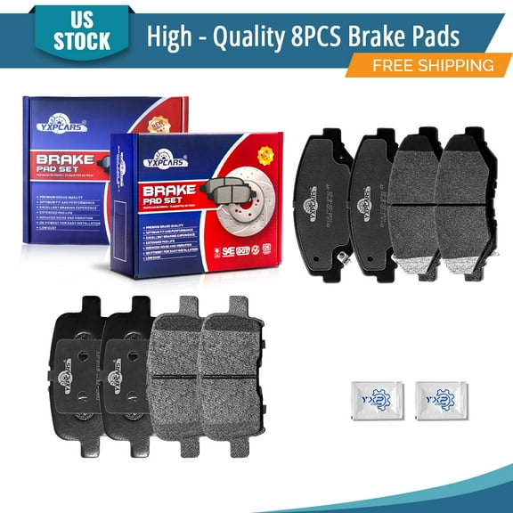YXPCARS 8PCS Ceramic Brake Pads for Honda Pilot 2003-2008, Front & Rear D914 D865