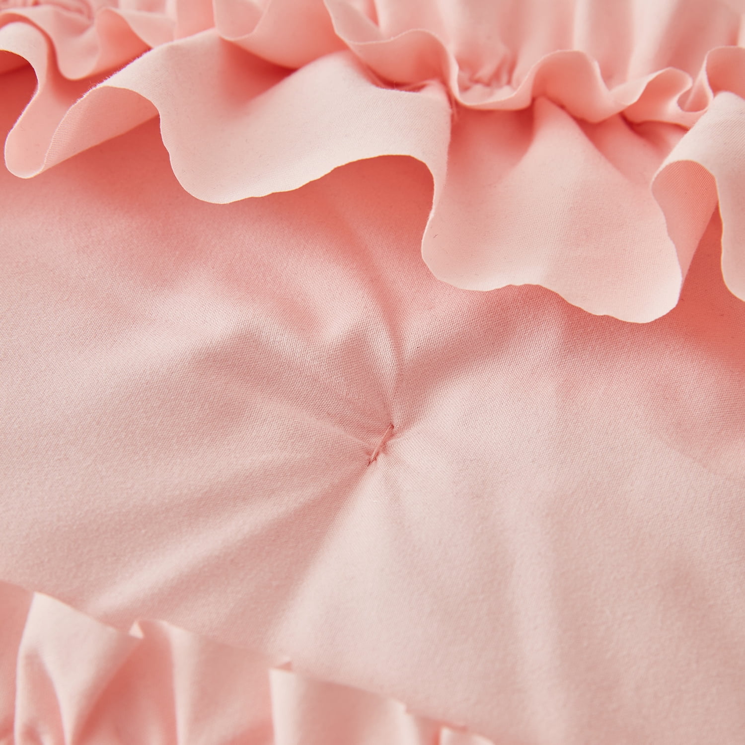EvJk 7-Piece Peach Comforter Set - Delicate Butterfly Ruched Design , King Size in a Bag