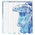 thumbnail image 3 of Iguana Shower Curtain, Watercolor Style Blue Animal Drawing Open Mouth Lizard Design Tropical, Fabric Bathroom Set with Hooks, 69W X 70L Inches, Blue Pale Blue and White, by Ambesonne, 3 of 3