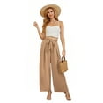 thumbnail image 4 of Uvplove Women High Waisted Palazzo Pants Wide Leg Casual Flowy Tie Knot Trousers with Pockets khaki-l, 4 of 6