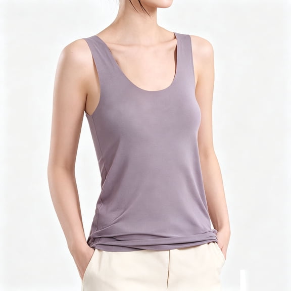 IUYRTFE Women's Sleeveless Round Neck Tank Top Stretch Fitted Basic Camisole for Layering and Daily Wear
