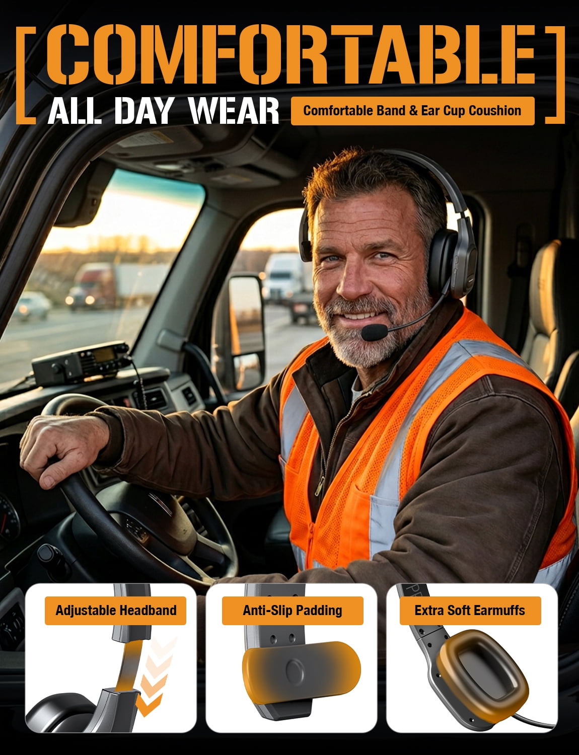 ToughTested PROCOMM 724 Wireless Bluetooth Headset with Microphone, Noise-Reducing Mic, HD Audio, Lightweight Design, Up to 45 Hours Talk Time, 5-Year Warranty