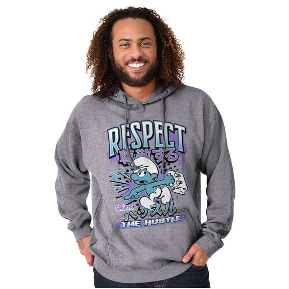 The Smurfs Kanji Respect the Hustle Unisex Plus Size Hoodie Brisco Brands 2X