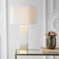 JONATHAN Y Jeffrey 29" Metal/Marble LED Table Lamp, Brass Gold/White, JYL5009A