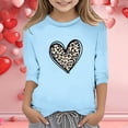 thumbnail image 2 of Byoo Leopard Heart Print Girl T Shirt Valentine 3/4 Sleeve Round Neck Active Pullover T-Shirt Soft Daily Kids Tee Top, 2 of 4