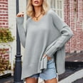 thumbnail image 4 of IROINNID Sales Pullover Sweater for Women V-neck Loose Fit Knit Solid Pullover Casual Lazy Style Winter Fall Warm Sweater,Gray, 4 of 7
