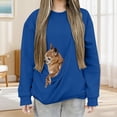 thumbnail image 1 of Chandails d'Automne Grande Taille pour Femmes Mode Décontractée Couleur Unie Poche Col Rond Manches Longues Chandail en Molleton Amusant Chandails à Capuchon Bleu TG, 1 of 7