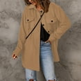 thumbnail image 2 of IROINNID Women's Open Front Coat Turndown Lapel Solid Color Long Sleeve Loose Sexy Hoodless Casual Outerwear, Khaki, 2 of 9