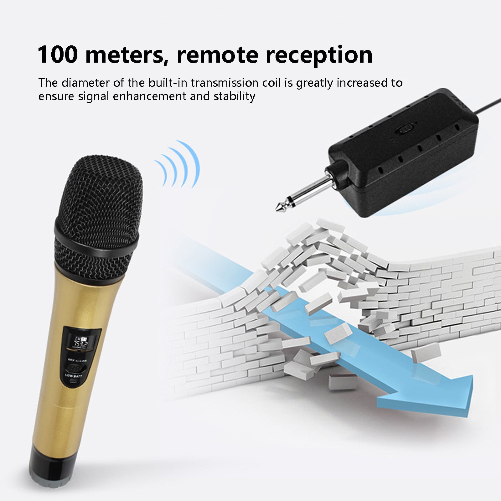 lulshou LED Digital Display Wireless Microphone Home Karaoke Outdoor Activities Audio TV Singing KTV Karaoke Meeting Performance Host Microphone Long Battery Life