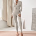 thumbnail image 6 of SEARCHI Womens Jumpsuit Long Sleeve Solid Color  Zip,  Piece Casual Workout Sets Sexy Bodycon Legging  Jogger Yoga Runing, Silver, 6 of 6