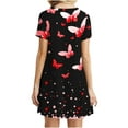 thumbnail image 6 of Red Brunch for Women Summer Fall Short Sleeve Crew Neck Spandex Butterfly Print Midi Knee Length Loose Fit Dresses Ladies 2025 Clothes Trendy Country Concert M, 6 of 6