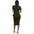 thumbnail image 2 of HAHDAXIA Women Fashion Peplum Bodycon Short Sleeve Bow Club Ruffle Pencil Party Dress, 2 of 5