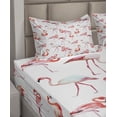 thumbnail image 6 of Ambesonne Flamingo Fitted & Top Sheet Set with Shams, Exotic Birds Pattern, Pale Pink Coral, 6 of 8
