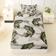 thumbnail image 3 of Feelyou Camo Largemouth Bass Fish Wildlife Twin Sheet Sets for Men Kids, Deep Ocean Bedding, Beige, 3 Pieces, 3 of 5