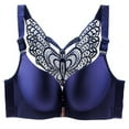 thumbnail image 4 of JUNWELL Women‘s Sexy Plus Size Wire Free Bra Solid ColorPush Up Front Close Butterfly Backless Breathable Lingerie, 4 of 8