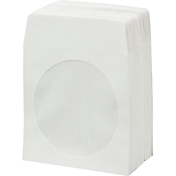 BestDuplicator White Cd/Dvd Paper Media Sleeves Envelopes with Flap and Clear Window (400 Sleeves) White