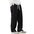 thumbnail image 2 of Dwelliawo Mens Wide Leg Pants Fall Winter Corduroy Drawstring Elastic Waist Baggy Straight Sweatpants Loose Casual Joggers Black M, 2 of 5