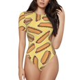 thumbnail image 1 of Easygdp Hot Dogs pour Maillot de Bain une Pièce pour Femmes Ajusté Col Rond Justaucorps Maillot de Bain Athlétique avec Boucle Dissimulée-Grand, 1 of 7