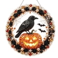 thumbnail image 2 of Halloween Pearl Diamond Art Diy Kit with Light Up Raven and Pumpkin Design, 1 Set, Black Orange and Pearl, for Home Porch, Wall Hanging Decoration, 2 of 6