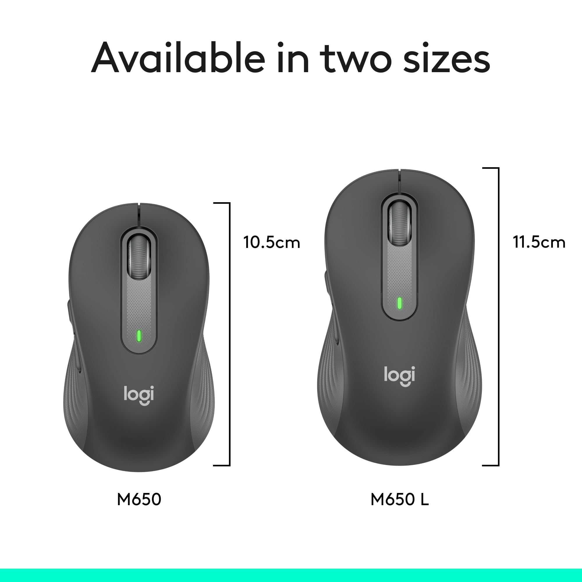 Logitech Signature M650 L Full Size Wireless Mouse - For Large Sized Hands, 2-Year Battery, Silent Clicks, Customizable Side Buttons, Bluetooth, Graphite