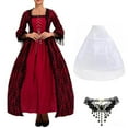 thumbnail image 2 of Drses‌‌ ‌‌‌‌‌‌Women's Ball Gown - Long Sleeve Square Neck Lace Dress with Skirt Support and Necklace for Masquerade Halloween, 2 of 4