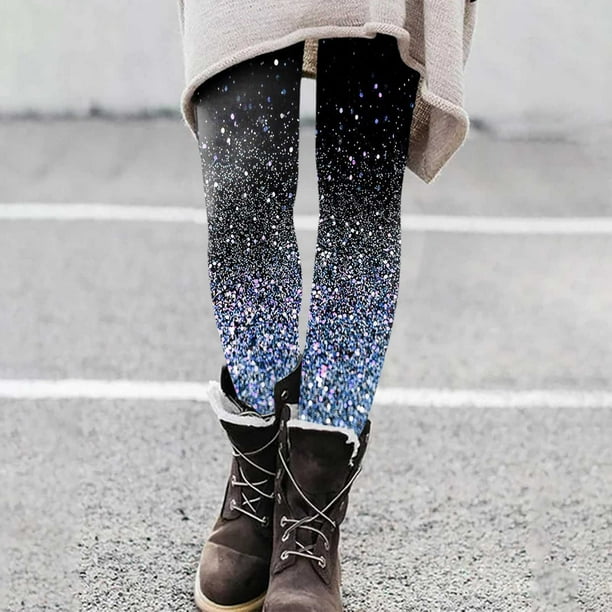 WILLBEST Pantalones de Yoga Con Estampado de Lentejuelas Para Mujer, Leggings de Cintura Alta Para Entrenamiento, Ropa Informal, Pantalones de Fitness Elásticos y Cómodos Grande