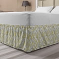thumbnail image 1 of Leaf Bed Skirt, Repeating Autumnal Foliage Abstract Lines Geometrical Interpretation Pattern, Elastic Bedskirt Dust Ruffle Wrap Around for Bedding Decor, 4 Sizes, Mustard Sage Green, by Ambesonne, 1 of 2