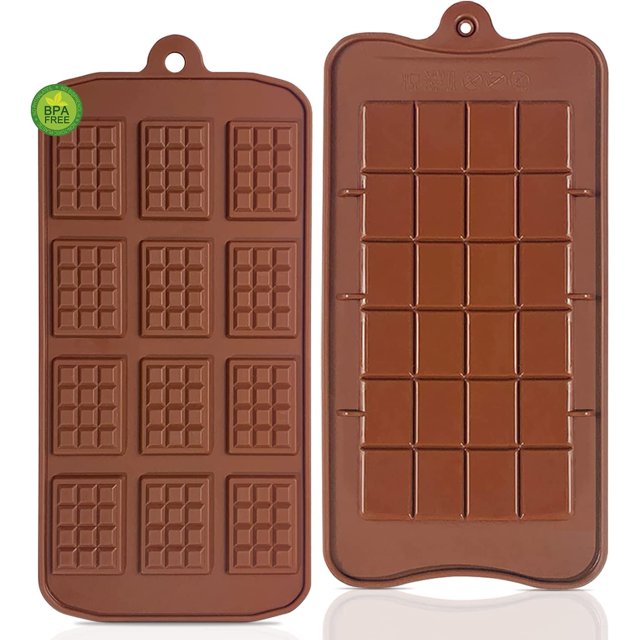 Moldes para gofres de chocolate y barras energéticas de chocolate, de silicona antiadherente, de grado alimenticio, desmontables. 2 paquetes