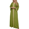 thumbnail image 2 of Zedker Women's Long Sleeve Open Quarry Floor Length Zipper Floor Length Muslim Fashion, Plus Size GreenS, 2 of 6