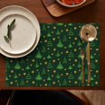 thumbnail image 4 of Green Christmas Tree and Star Pattern Summer Placemats Table Placemats Set Of 6-Linen Kitchen Washable Placemats Table Mats 11.8"x17.7" Non-Slip Heat Resistant, 4 of 5
