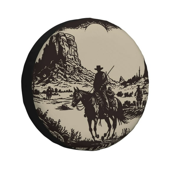 Vsdgher Western Desert Cowboy for Spare Tire Cover, Tire Wheel Protector Wheel Cover Fit for Truck,Trailer,RV,SUV,Camper and Most Vehicle-14 inch