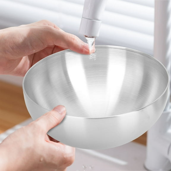 KALLORY 3Pcs Serving Bowl Stainless Steel Silver 15In x 15In x 7In Round for Bars