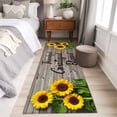 thumbnail image 5 of Farm Sunflower 2'x6' Runner Rug, Positive Floral Vintage Brown Wooden Washable Non-Slip Area Rugs for Hallway Kitchen Floor Bedroom Entryway, Laundry Carpet Decoration Indoor Mat, 5 of 9