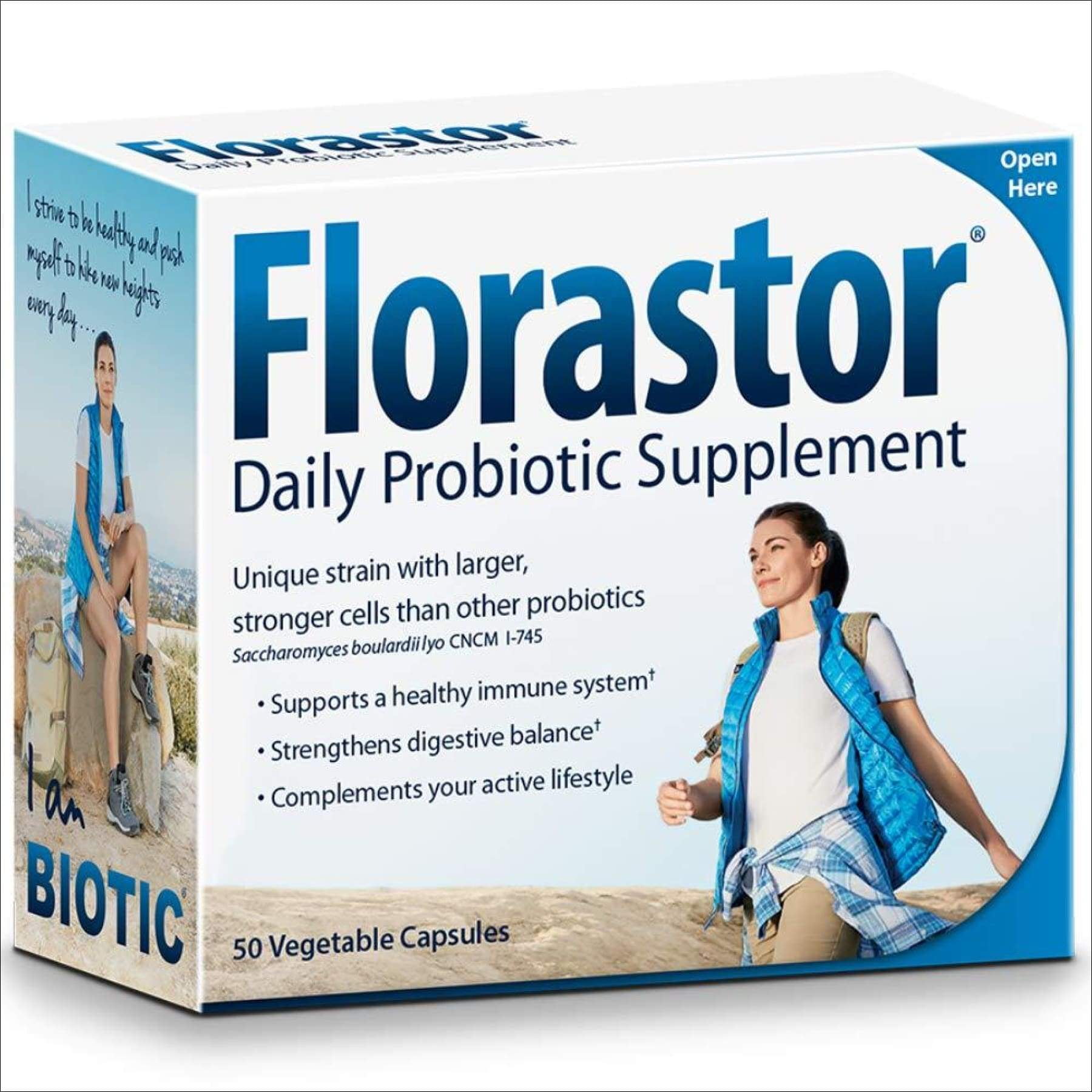 Florastor Daily Probiotic Supplement for Women and Men, 50 Capsules