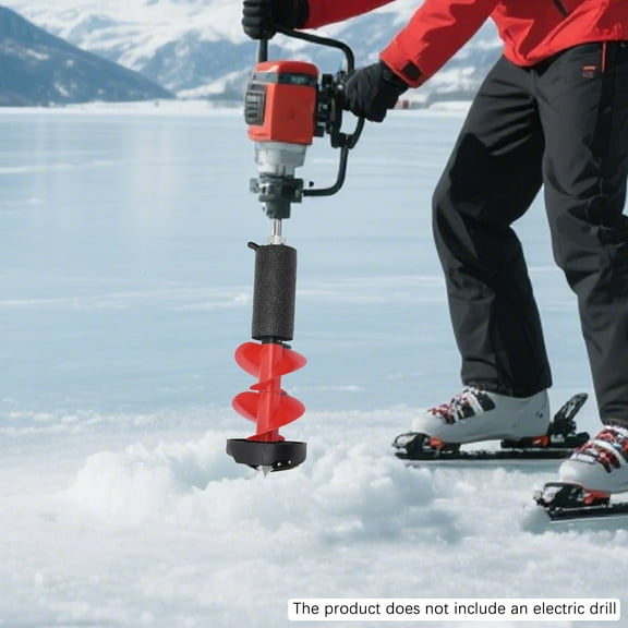 ToppiJoy 19.29in Drill Auger, Diameter Ice Fishing Auger Incisive Blades, Electric Nylon Ice Augers with Positioning Drill, for Fishing Emergency Winter Supplies(Red)