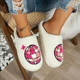 thumbnail image 4 of Memory Foam Christmas Slippers for Women Warm House Winter Slides Xmas Indoor Outdoor Slip on Shoes, 4 of 8