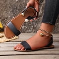 thumbnail image 2 of Xucatan Women's Flat Ankle Strap Sandals, Adjustable Buckle Wide Band Summer Shoes, Elastic Heel Support Low Heel Footwear, Versatile Solid Color Design for Spring Outdoor Gift, 2 of 9
