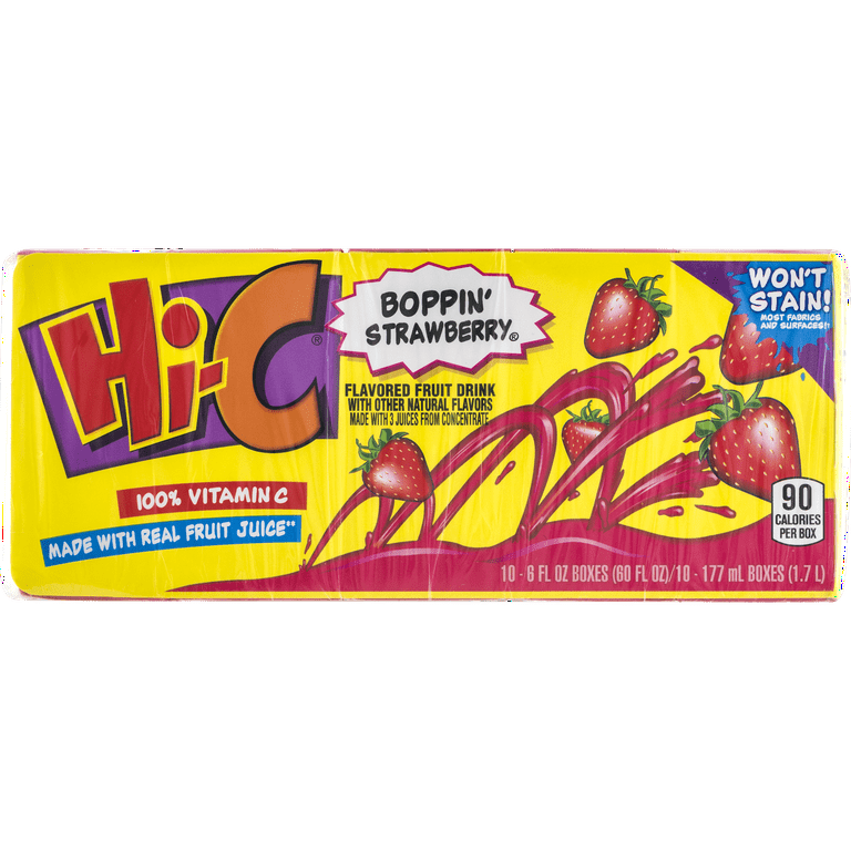 Hi-C Juice Boppin' Strawberry Juice, 6 Fl. Oz., 10 Count - Walmart.com