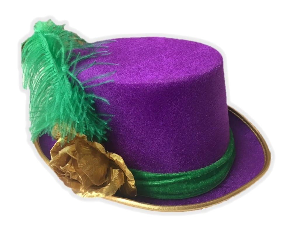 Purple Velvet Mardi Gras Top Hat with 