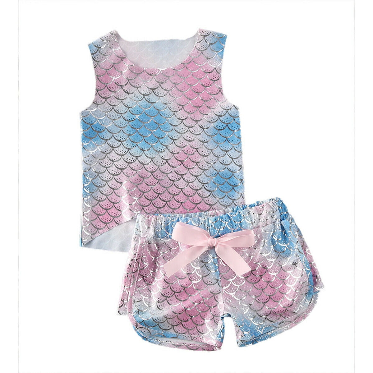 Maandbaby Summer Toddler Kids Girls Mermaid Clothes Infant Sleeveless