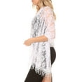 thumbnail image 3 of Sakkas Mari Women's Large Lightweight Soft Lace Scarf Wrap Shawl Floral and Fringe - WhiteRoseLace - One Size, 3 of 5