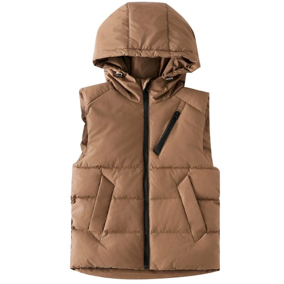 REDARER Kids Hooded Puffer Vest, Warm Insulated Sleeveless Jacket for Boys and Girls, Padded Outdoor Wear for Cold Weather,Size:11-12 Years