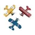 thumbnail image 1 of Adorno colgante de avión de 3 piezas, decoración retro, modelo de avión de hierro para coche, escritorio, amarillo, rojo y azul., 1 of 10