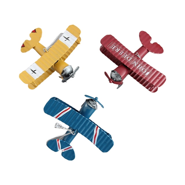 Juego de modelos de avión vintage Sincero Adorno colgante de 3 piezas color amarillo rojo Azul