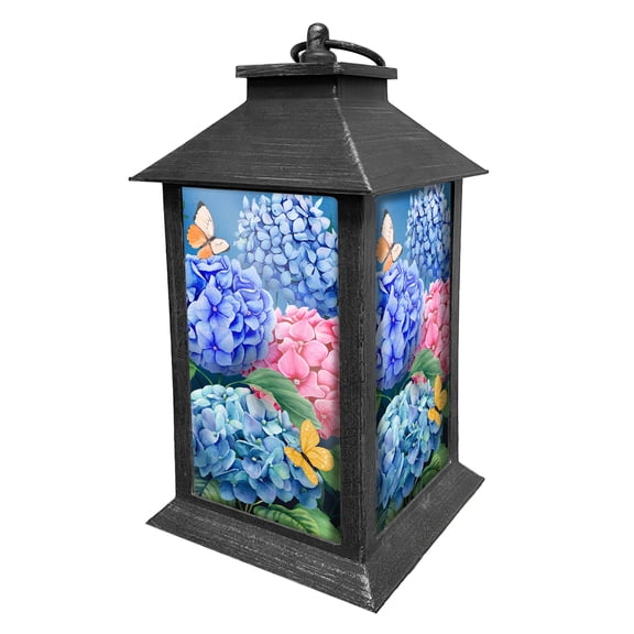 Briarwood Lane Spring Lantern 13.5" x 5.5" x 5.5" Colorful Hydrangeas For Spring Lantern