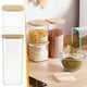 thumbnail image 1 of Recipiente para Pasta Espaguetis | Tarro plástico transparente de grado alimentario hermético con tapa de madera | Organizador alto apilable de despensa para cereales, harina de arroz, azúcar | 1, 1 of 6