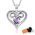 thumbnail image 1 of Collar de plata de ley S925 Silvora para mujer Collares con piedra natal del infinito Corazón Cumpleaños Navidad Aniversario San Valentín Joyas Regalos, 1 of 8