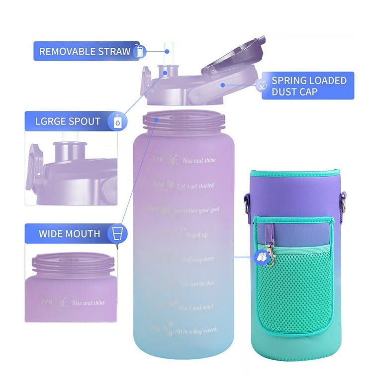 Cathe Half Gallon Motivational Water Bottle with Insulated Carry Sleeve