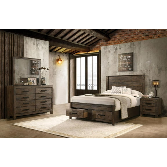 Woodmont 4-piece Queen Platform Bedroom Set Rustic Golden Brown