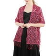 thumbnail image 2 of harmtty Shawl Comfortable Long Elegant Lightweight Polyester Sequin Glitter Evening Dress Shawl for Dating,Rose Red, 2 of 8